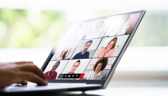 Online webinar laptop screen image