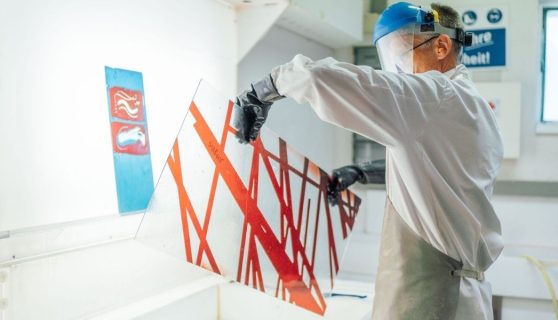 Etching at Glaasmalerai Peters digital residency