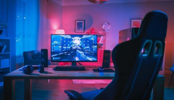 Video game monitor and desk