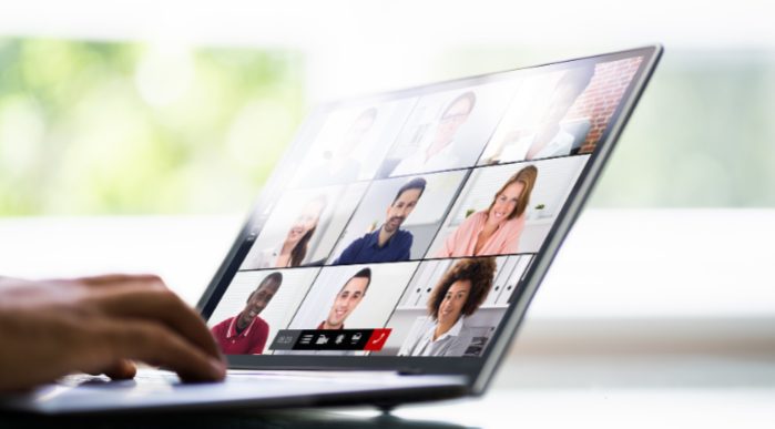 Online webinar laptop screen image