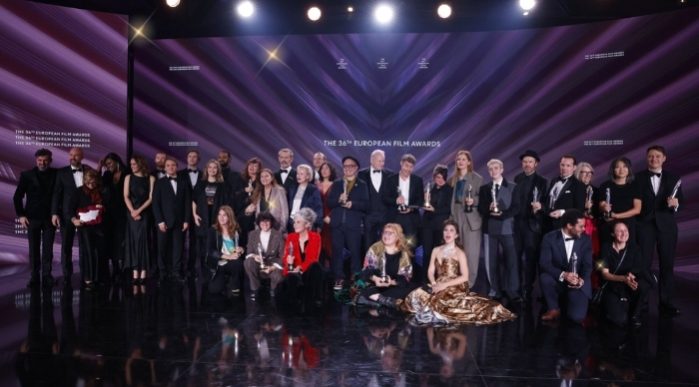 European Films Awards winners on stage, December 2023.